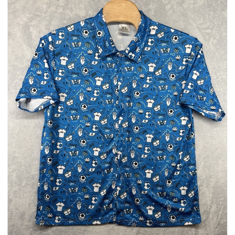 Charlotte FC Hawaiian Shirt  Football Club Stadium Giveaway Button Up Size XL